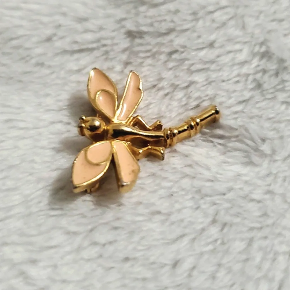 Vintage Trifari Gold Tone and Enamel Dragonfly Pin Brooch Signed
